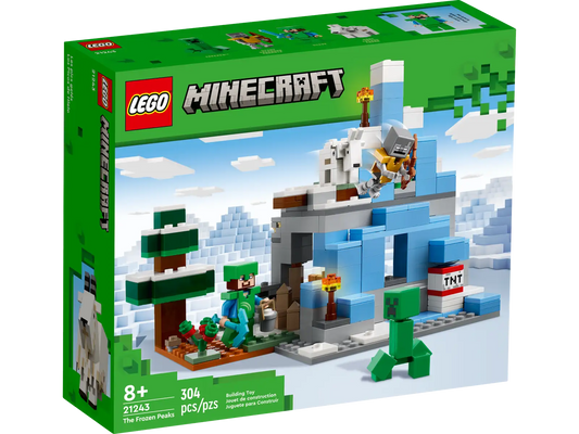 LEGO Minecraft The Frozen Peaks Cave Mountain Set with Steve, Creeper, Goat Figures & Accessories